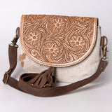 American Darling ADBGK129B Messenger Hand Tooled Hair On Genuine Leather Women Bag Western Handbag Purse