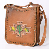 American Darling Hand Tooled Large Cross body Bag - Hair-On Cowhide Western Leather Purse - Uhorse