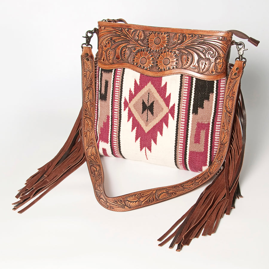 American Darling Signature Crossbody Hand Tooled Saddle Blanket Genuine Leather women bag western handbag purse - Uhorse