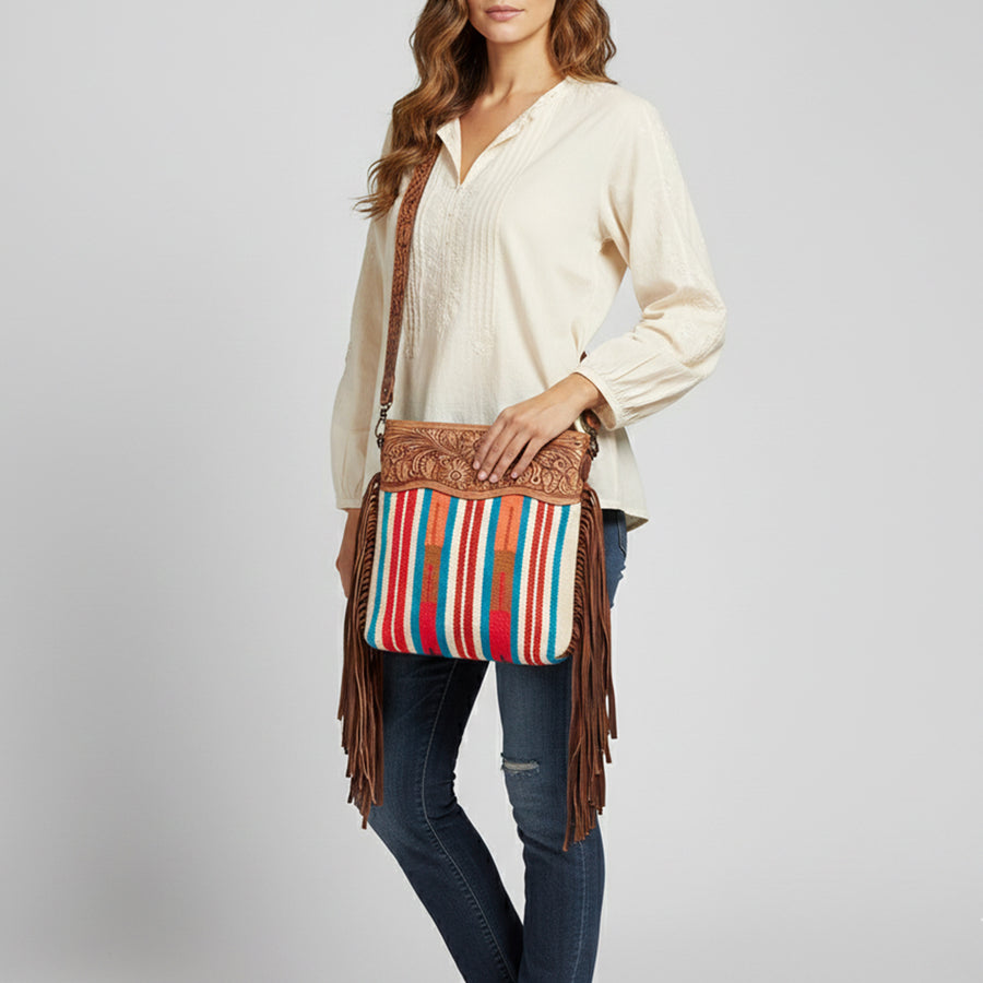 American Darling Signature Crossbody Hand Tooled Saddle Blanket Genuine Leather Women Bag Western Handbag Purse