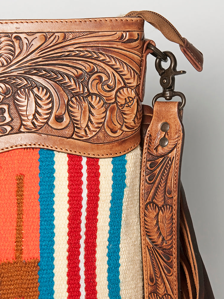 American Darling Signature Crossbody Hand Tooled Saddle Blanket Genuine Leather Women Bag Western Handbag Purse