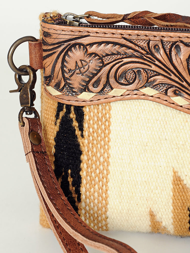 American Darling ADBG344AL Wristlet Hand Tooled Saddle Blanket Genuine Leather women bag western handbag purse