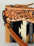 American Darling ADBG344AT Wristlet Hand Tooled Saddle Blanket Genuine Leather women bag western handbag purse