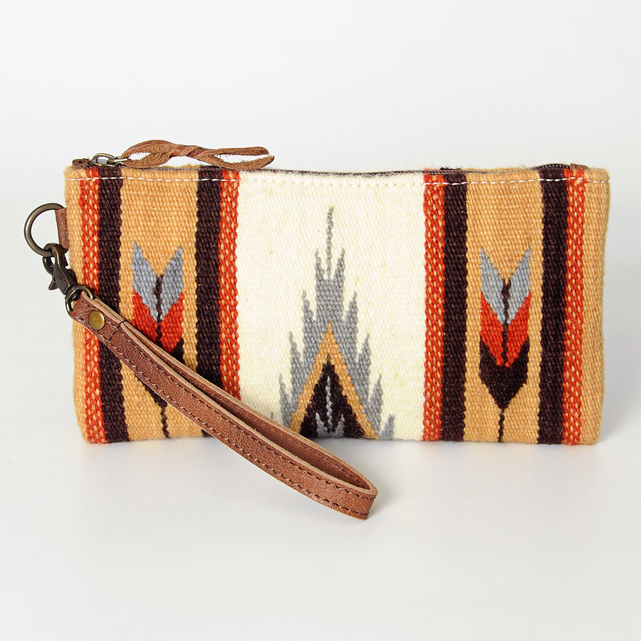 American Darling Wristlet Bag Handcrafted from Floral Embossed Damascus Genuine Leather with YKK Zipper and Wrist Strap