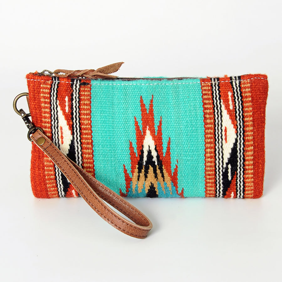 American Darling Wristlet Bag Handcrafted from Floral Embossed Damascus Genuine Leather with YKK Zipper and Wrist Strap