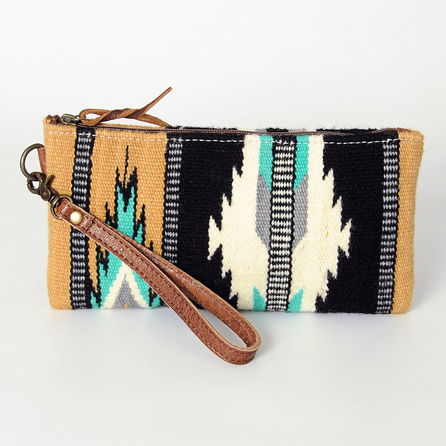American Darling Wristlet Bag Handcrafted from Floral Embossed Damascus Genuine Leather with YKK Zipper and Wrist Strap