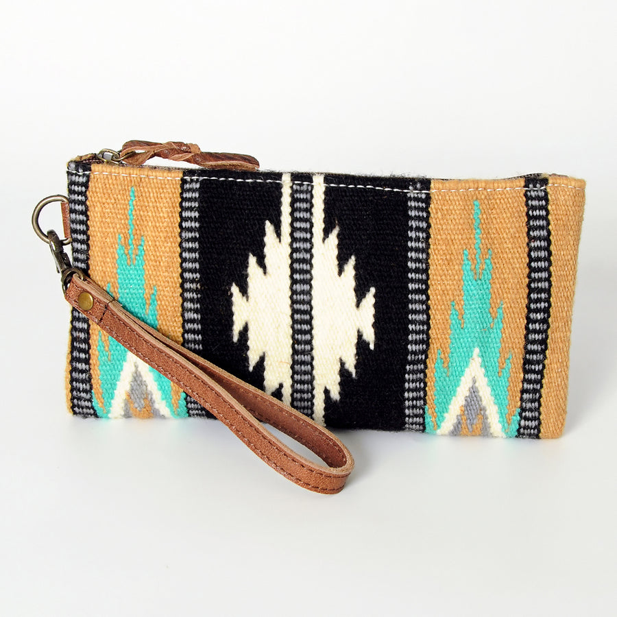 American Darling Wristlet Bag Handcrafted from Floral Embossed Damascus Genuine Leather with YKK Zipper and Wrist Strap