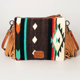 American Darling CrossBody Bag Saddle Blanket Fabric Genuine Leather Western Women Handbag Purse | for Cute Travel