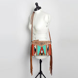 American Darling CrossBody Bag Saddle Blanket Fabric Genuine Leather Western Women Handbag Purse | for Cute Travel