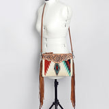 American Darling CrossBody Bag Saddle Blanket Fabric Genuine Leather Western Women Handbag Purse | for Cute Travel