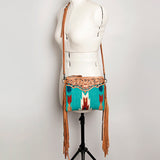 American Darling CrossBody Bag Saddle Blanket Fabric Genuine Leather Western Women Handbag Purse | for Cute Travel