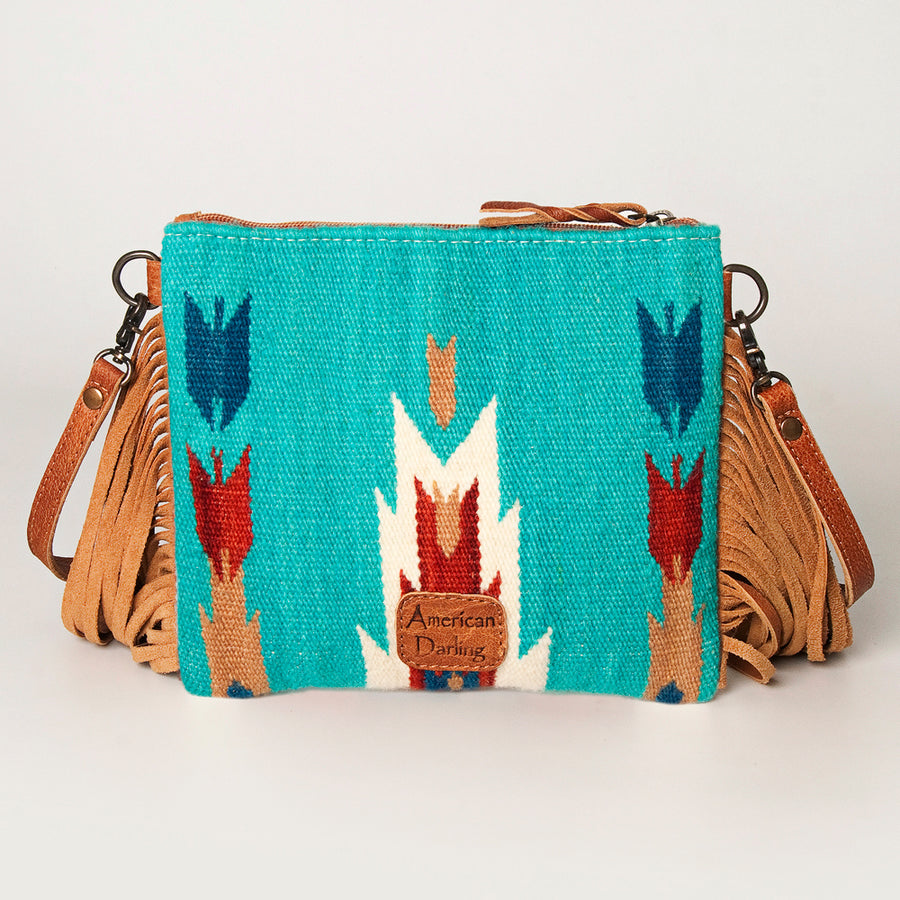 American Darling CrossBody Bag Saddle Blanket Fabric Genuine Leather Western Women Handbag Purse | for Cute Travel