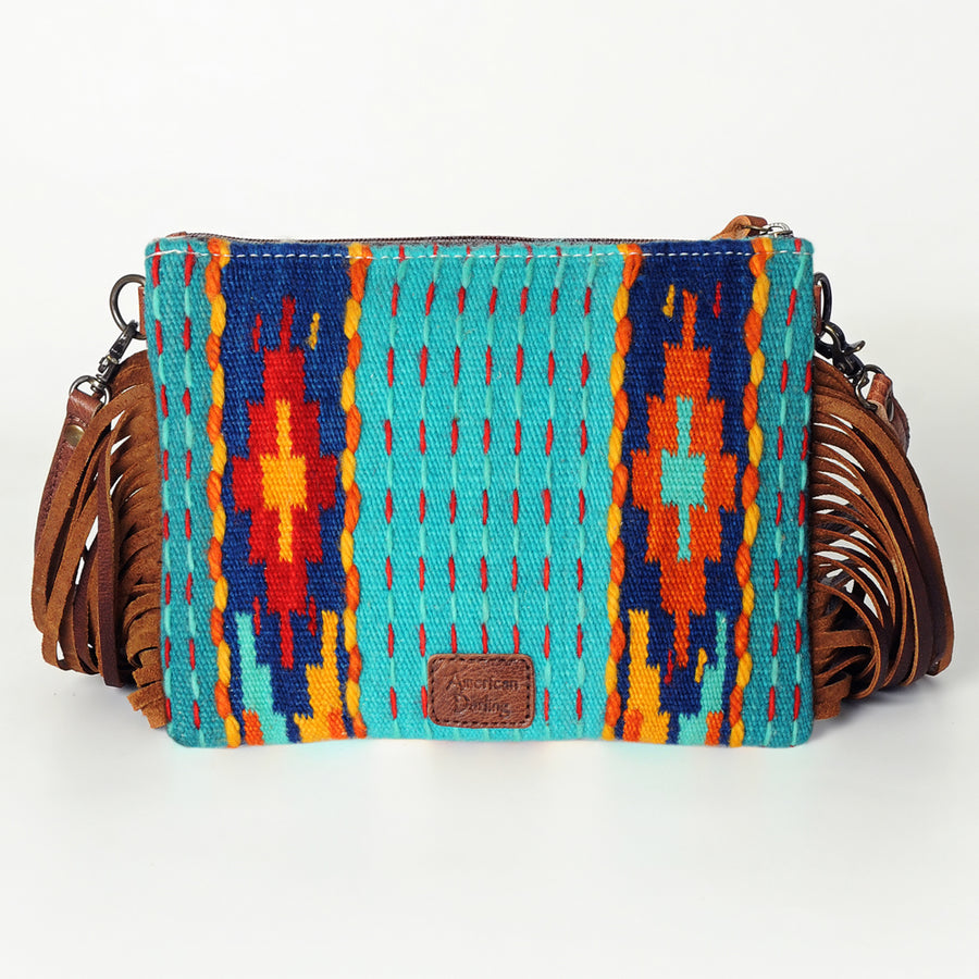 American Darling CrossBody Bag Saddle Blanket Fabric Genuine Leather Western Women Handbag Purse | for Cute Travel