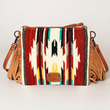 American Darling CrossBody Bag Saddle Blanket Fabric Genuine Leather Western Women Handbag Purse | for Cute Travel