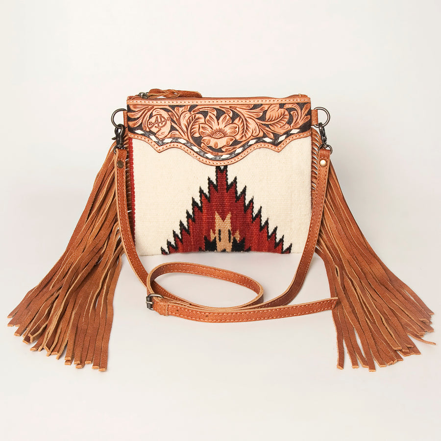American Darling CrossBody Bag Saddle Blanket Fabric Genuine Leather Western Women Handbag Purse | for Cute Travel