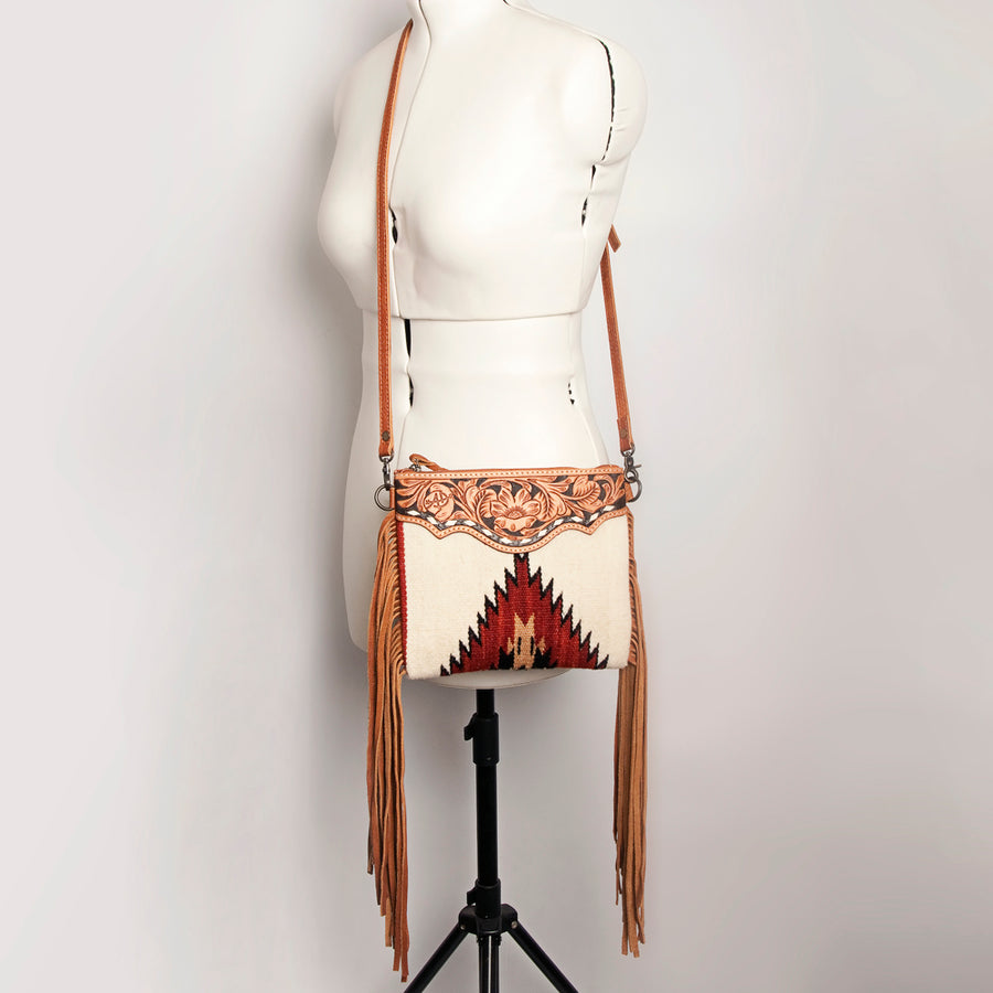 American Darling CrossBody Bag Saddle Blanket Fabric Genuine Leather Western Women Handbag Purse | for Cute Travel