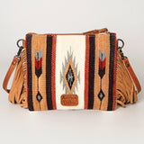 American Darling Cross Body Hand Tooled Saddle Blanket Genuine Leather