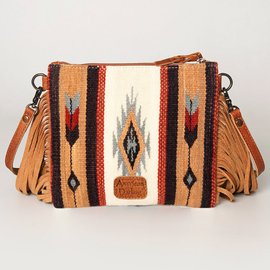 American Darling CrossBody Bag Saddle Blanket Fabric Genuine Leather Western Women Handbag Purse | for Cute Travel
