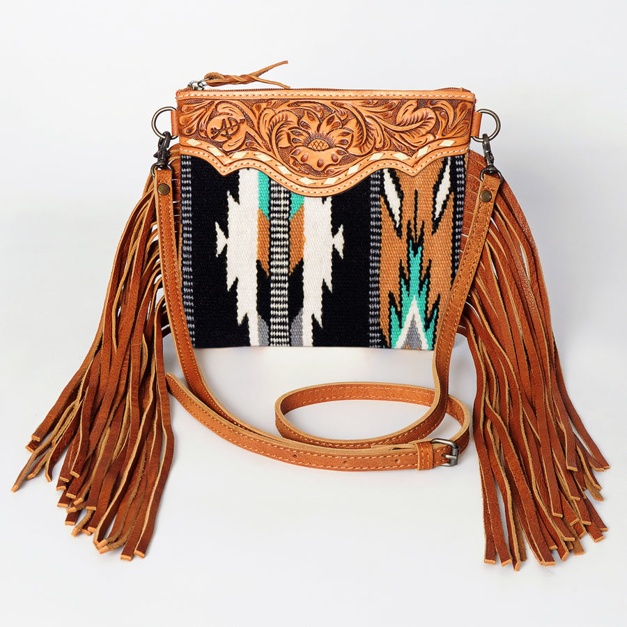 American Darling CrossBody Bag Saddle Blanket Fabric Genuine Leather Western Women Handbag Purse | for Cute Travel