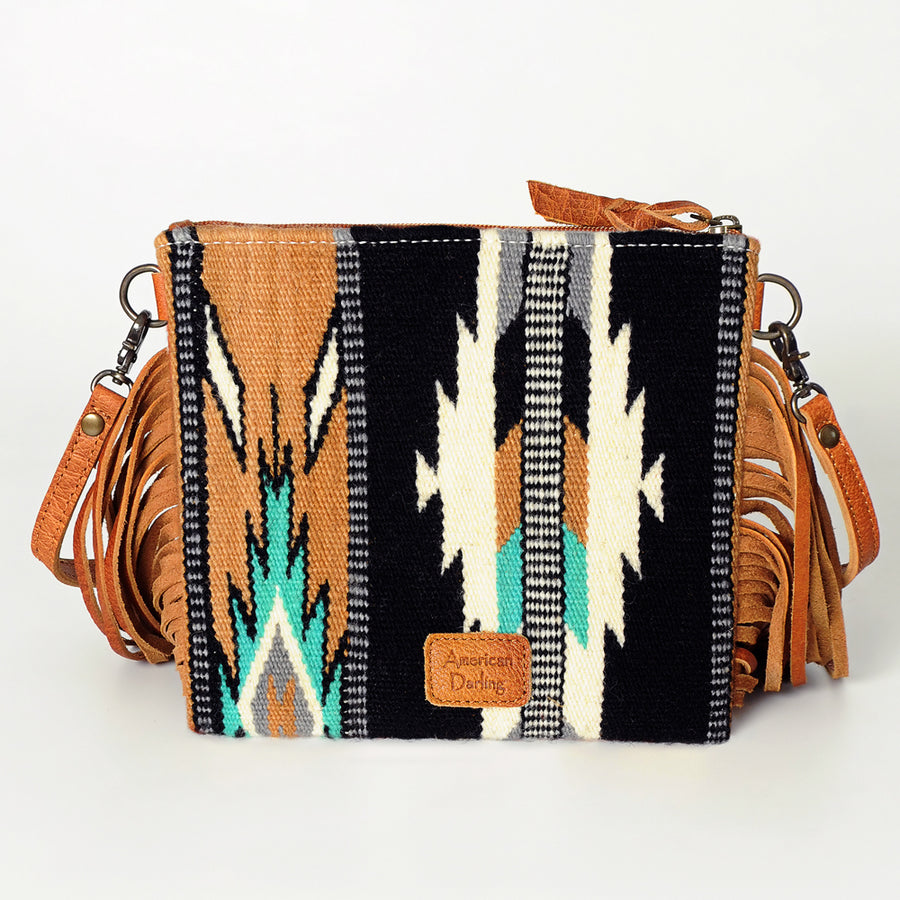 American Darling CrossBody Bag Saddle Blanket Fabric Genuine Leather Western Women Handbag Purse | for Cute Travel