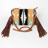 American Darling CrossBody Bag Saddle Blanket Fabric Genuine Leather Western Women Handbag Purse | for Cute Travel
