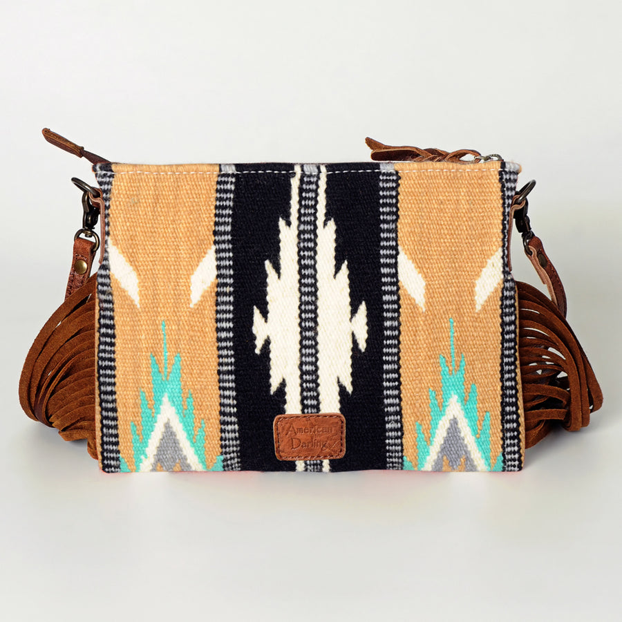 American Darling CrossBody Bag Saddle Blanket Fabric Genuine Leather Western Women Handbag Purse | for Cute Travel