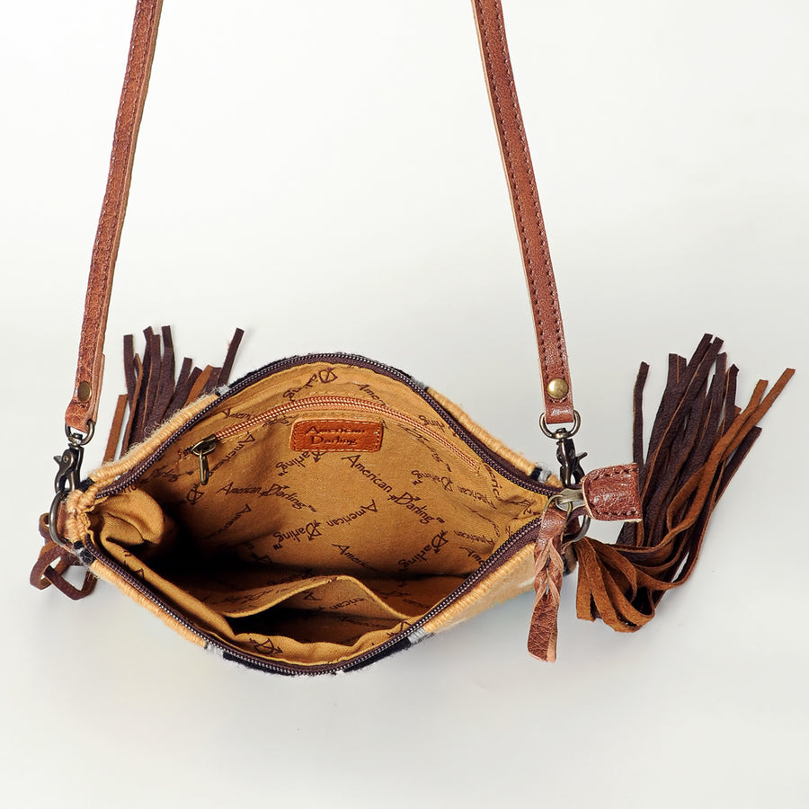 American Darling CrossBody Bag Saddle Blanket Fabric Genuine Leather Western Women Handbag Purse | for Cute Travel