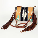 American Darling Cross body Bag with Woven Saddle Blanket and Fringes - Uhorse