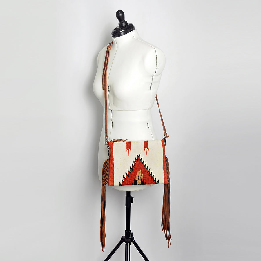 American Darling CrossBody Bag Saddle Blanket Fabric Genuine Leather Western Women Handbag Purse | for Cute Travel