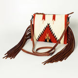American Darling Cross body Bag with Woven Saddle Blanket and Fringes - Uhorse