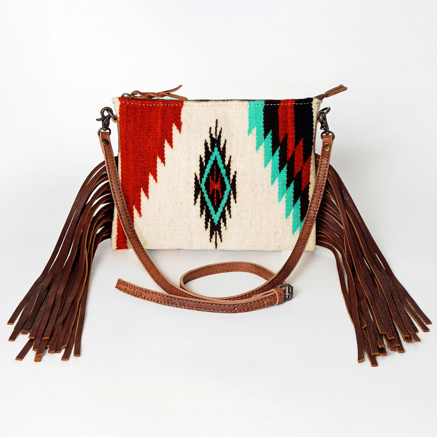 American Darling CrossBody Bag Saddle Blanket Fabric Genuine Leather Western Women Handbag Purse | for Cute Travel