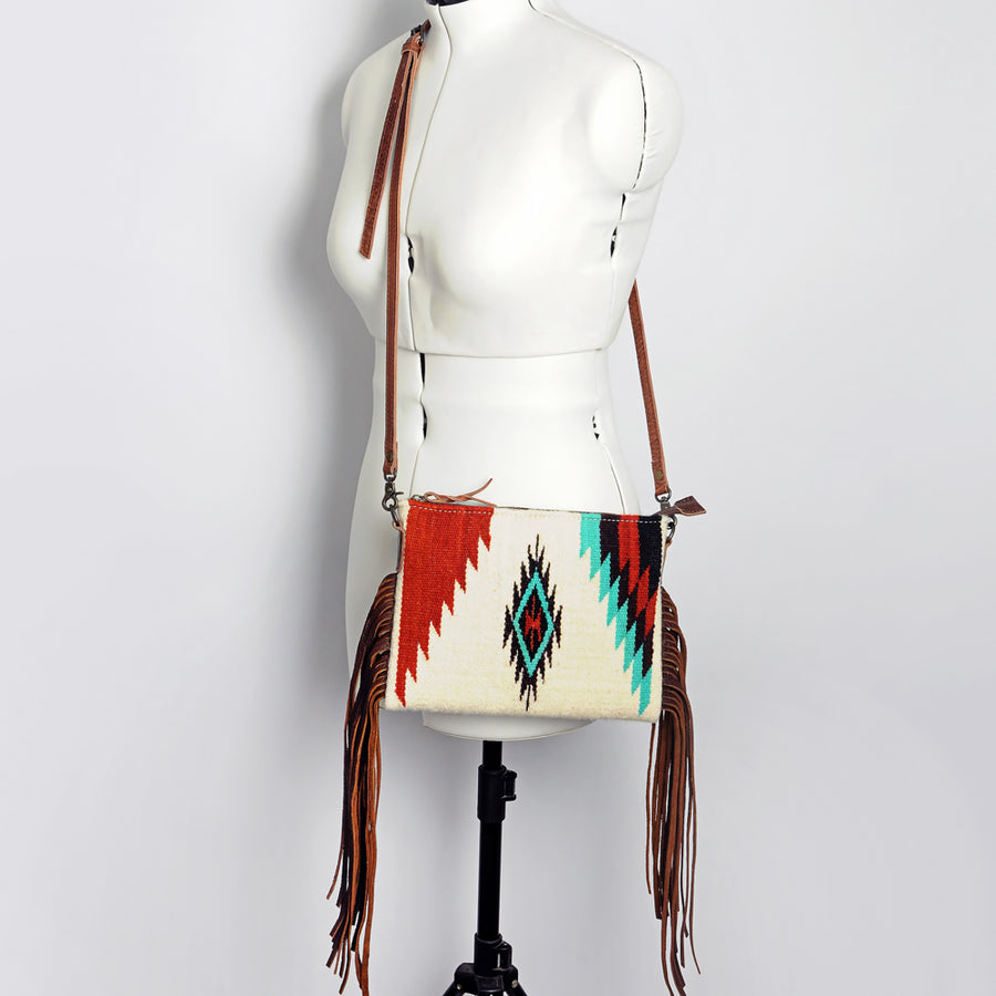 American Darling CrossBody Bag Saddle Blanket Fabric Genuine Leather Western Women Handbag Purse | for Cute Travel
