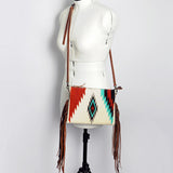American Darling CrossBody Bag Saddle Blanket Fabric Genuine Leather Western Women Handbag Purse | for Cute Travel