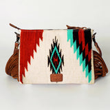 American Darling CrossBody Bag Saddle Blanket Fabric Genuine Leather Western Women Handbag Purse | for Cute Travel