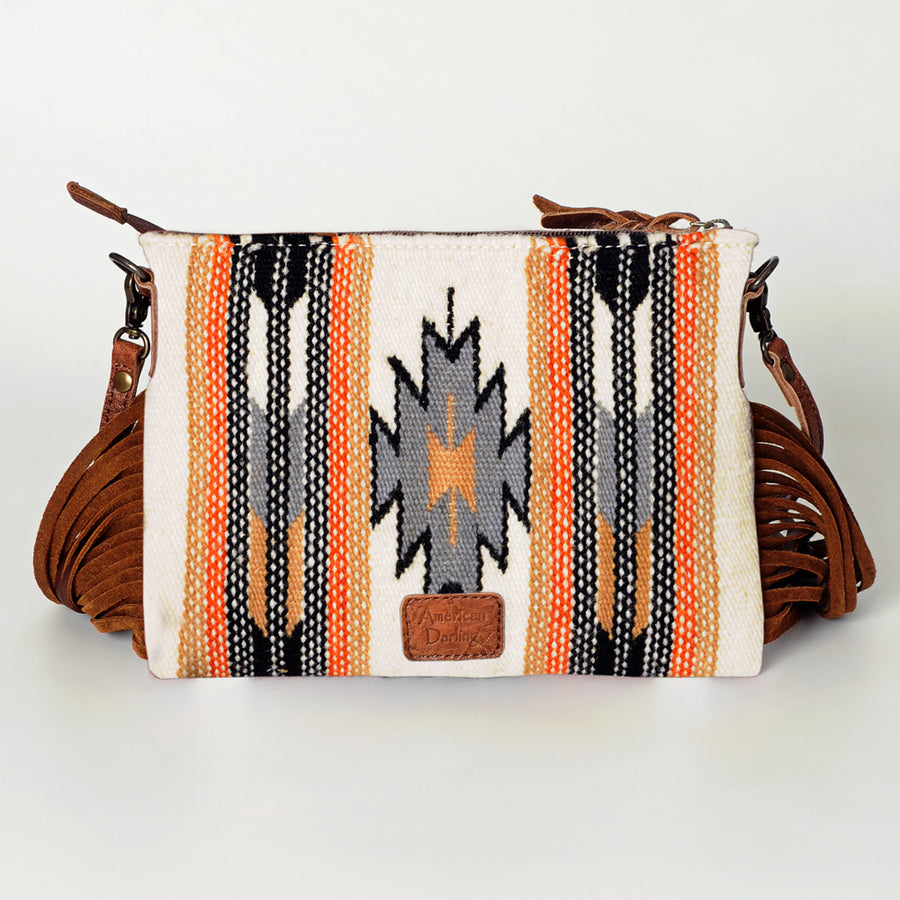 American Darling CrossBody Bag Saddle Blanket Fabric Genuine Leather Western Women Handbag Purse | for Cute Travel