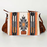 American Darling Cross Body Hand Tooled Saddle Blanket Genuine Leather