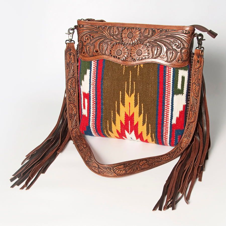 American Darling Signature Crossbody Hand Tooled Saddle Blanket Genuine Leather women bag western handbag purse - Uhorse