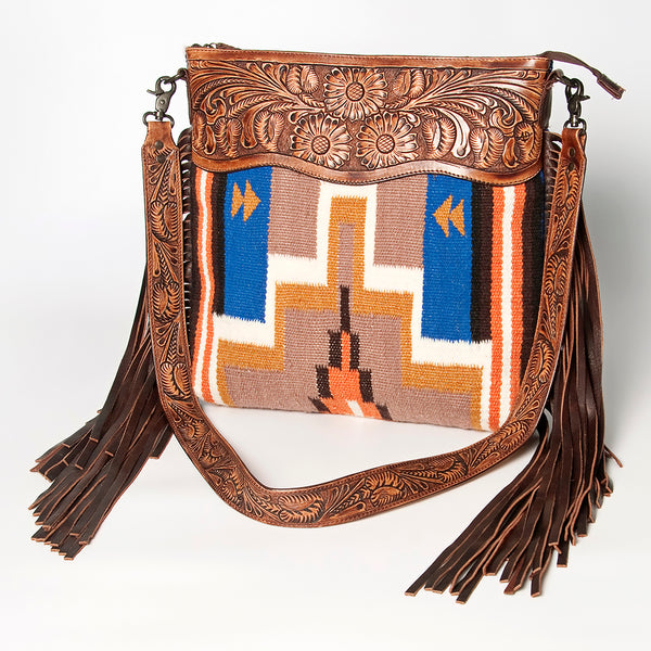 American Darling Signature Crossbody Hand Tooled Saddle Blanket Genuine Leather women bag western handbag purse - Uhorse