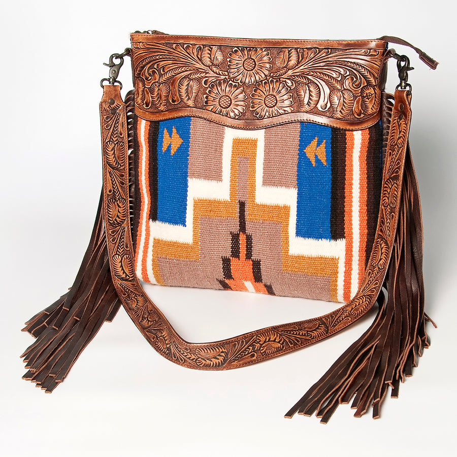 American Darling Signature Crossbody Hand Tooled Saddle Blanket Genuine Leather women bag western handbag purse - Uhorse