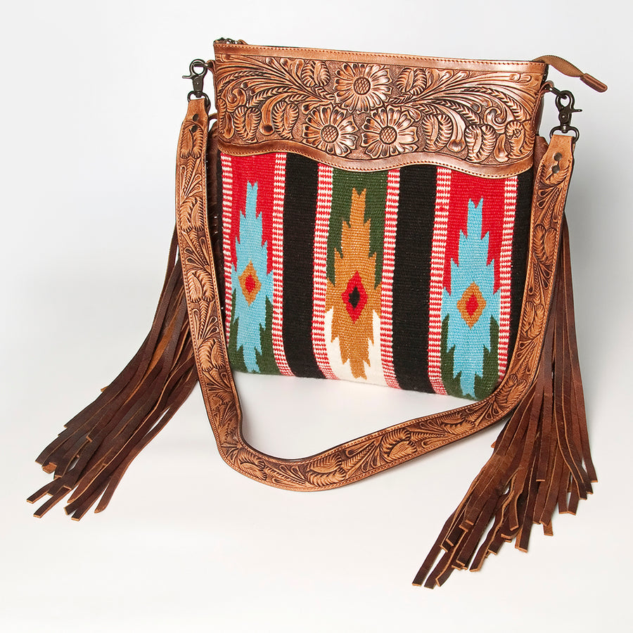 American Darling Signature Crossbody Hand Tooled Saddle Blanket Genuine Leather women bag western handbag purse - Uhorse