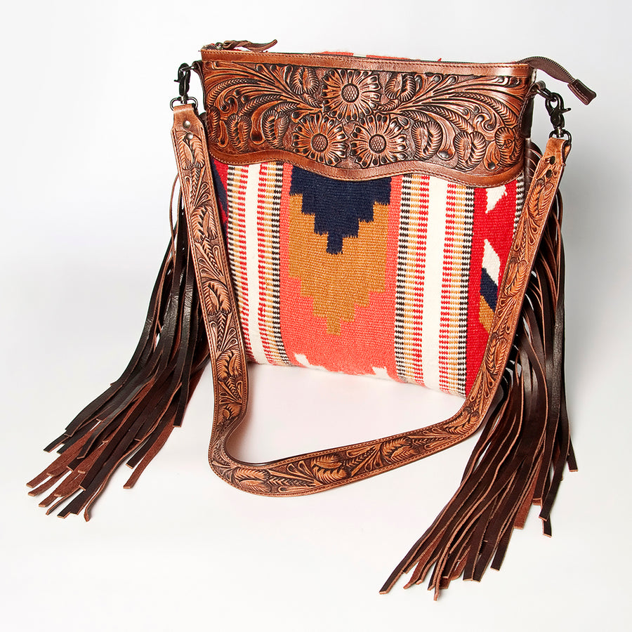 American Darling Signature Crossbody Hand Tooled Saddle Blanket Genuine Leather women bag western handbag purse - Uhorse