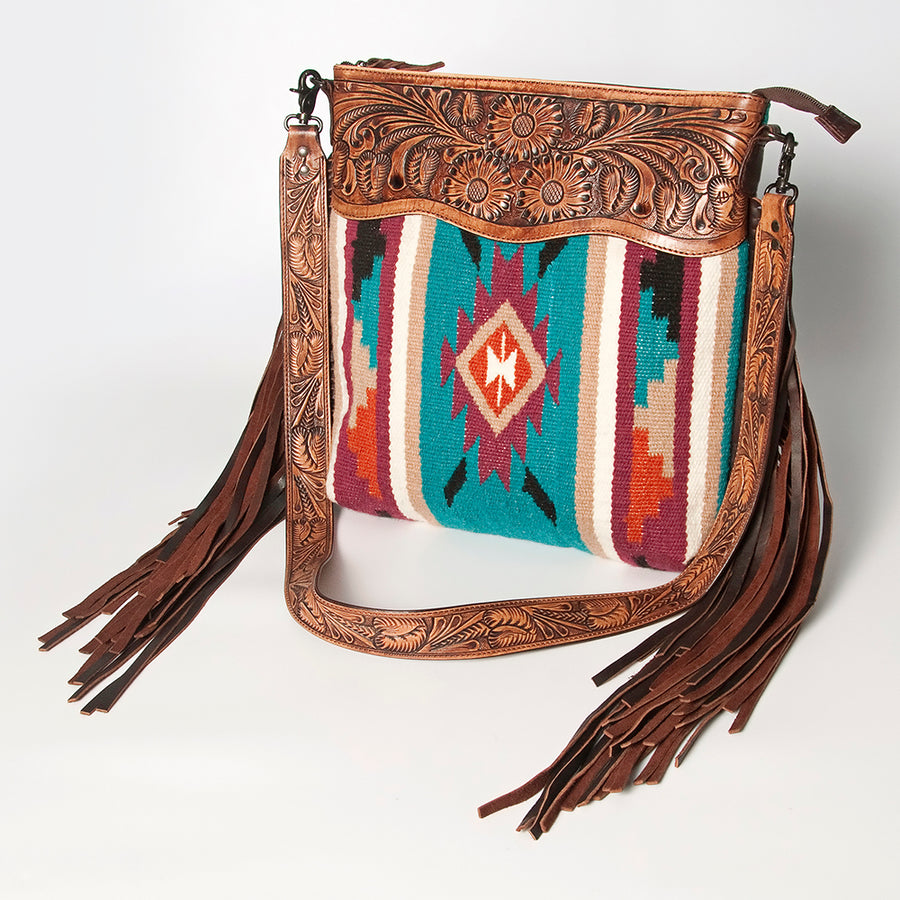 American Darling Signature Crossbody Hand Tooled Saddle Blanket Genuine Leather women bag western handbag purse - Uhorse