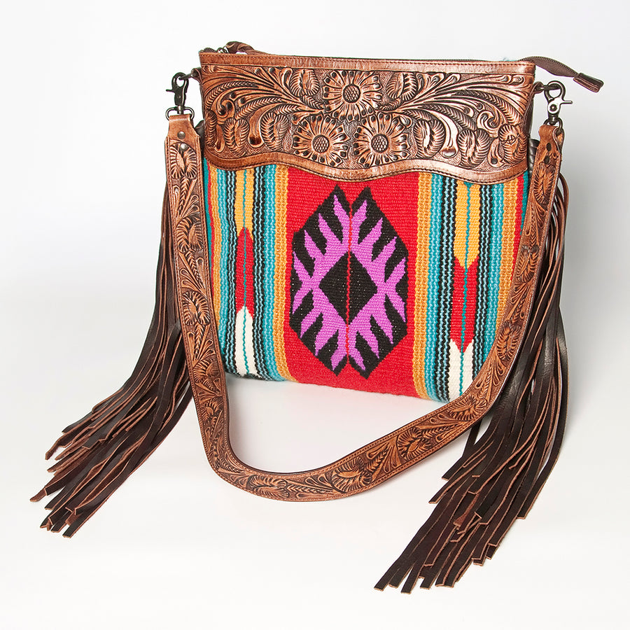 American Darling Signature Crossbody Hand Tooled Saddle Blanket Genuine Leather women bag western handbag purse - Uhorse