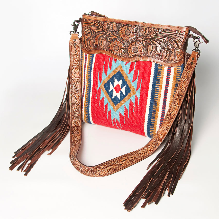 American Darling Signature Crossbody Hand Tooled Saddle Blanket Genuine Leather women bag western handbag purse - Uhorse