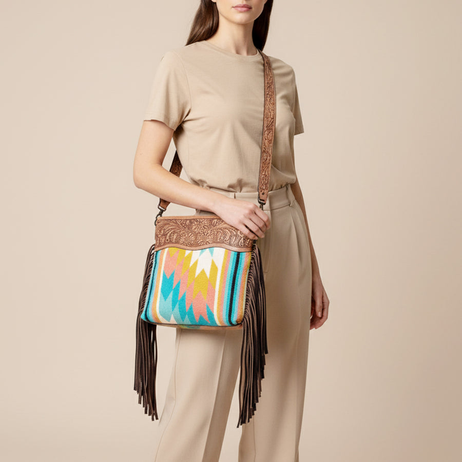 American Darling Signature Crossbody Hand Tooled Saddle Blanket Genuine Leather women bag western handbag purse