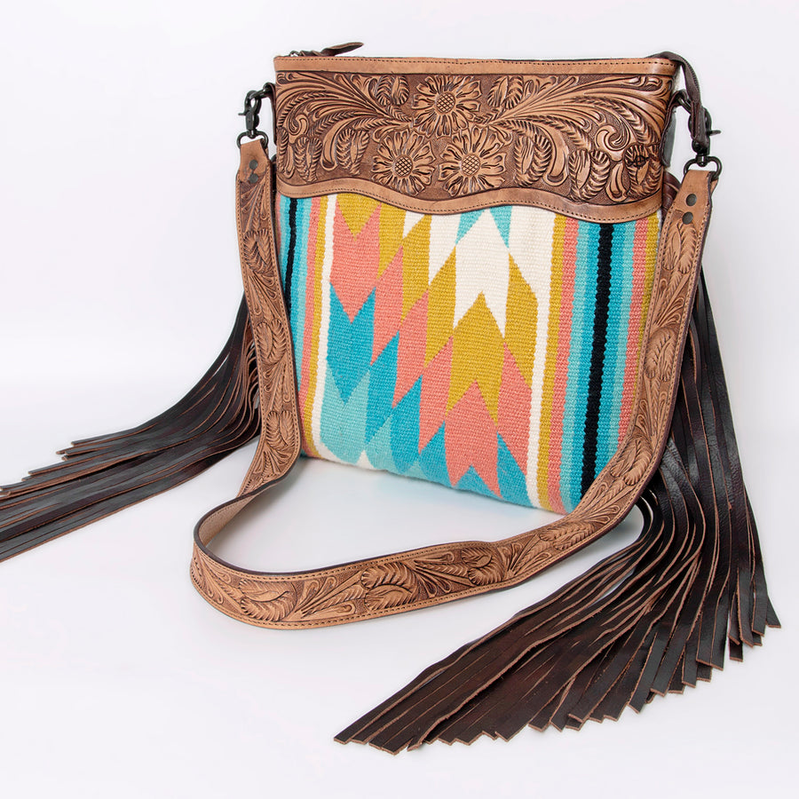 American Darling Signature Crossbody Hand Tooled Saddle Blanket Genuine Leather women bag western handbag purse - Uhorse