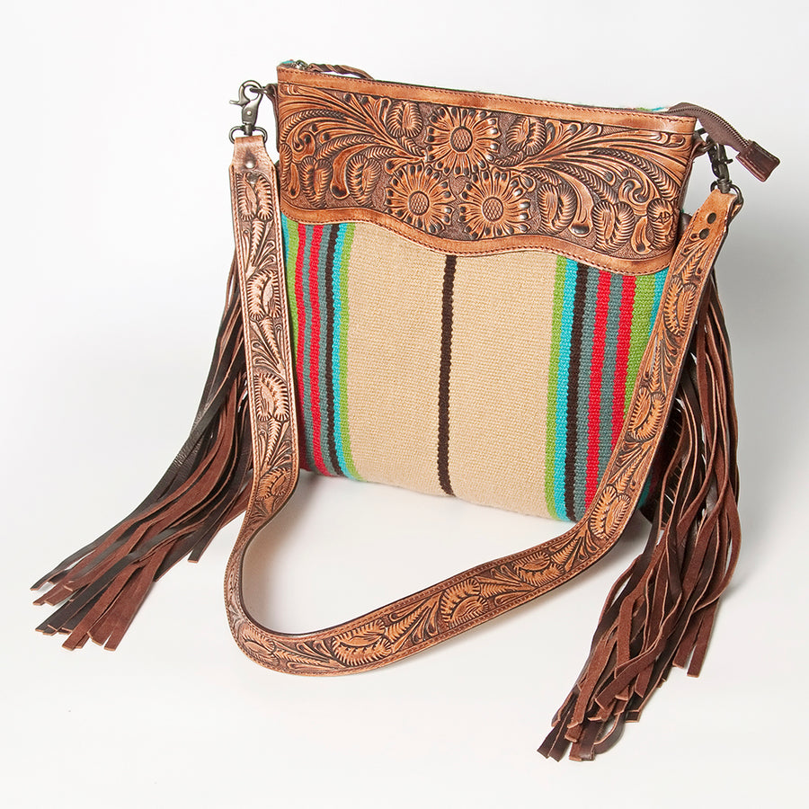 American Darling Signature Crossbody Hand Tooled Saddle Blanket Genuine Leather women bag western handbag purse - Uhorse