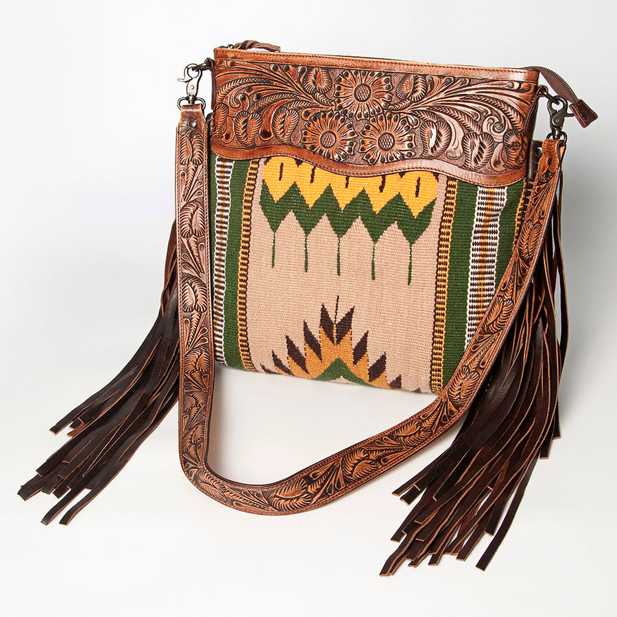American Darling Signature Crossbody Hand Tooled Saddle Blanket Genuine Leather women bag western handbag purse - Uhorse