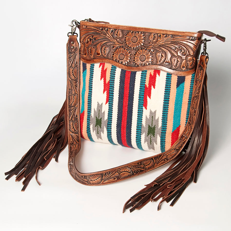 American Darling Signature Crossbody Hand Tooled Saddle Blanket Genuine Leather women bag western handbag purse - Uhorse