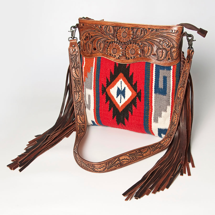American Darling Signature Crossbody Hand Tooled Saddle Blanket Genuine Leather women bag western handbag purse - Uhorse